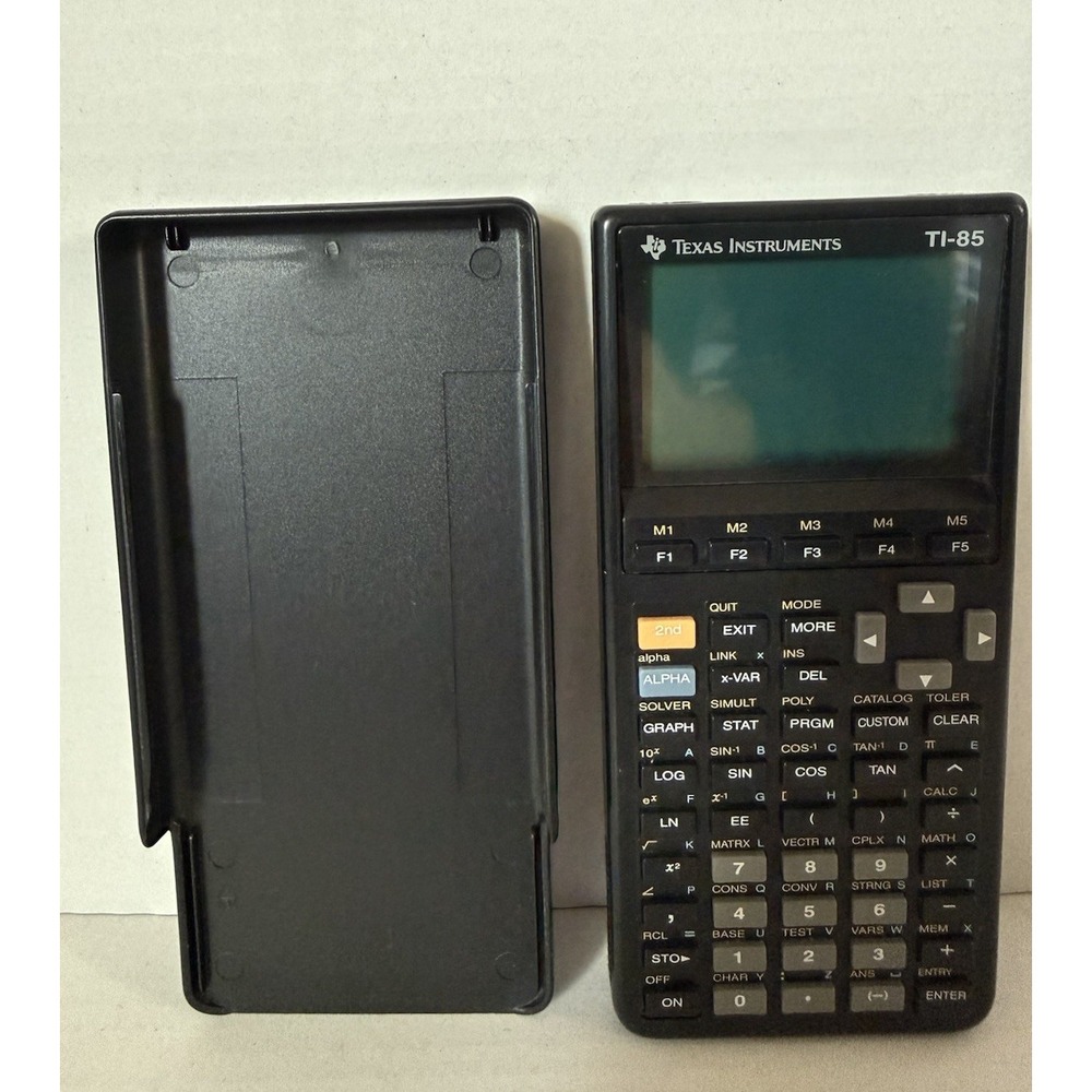Texas Instruments TI-85 Graphing Calculator Tested Works with Cover Black TI85